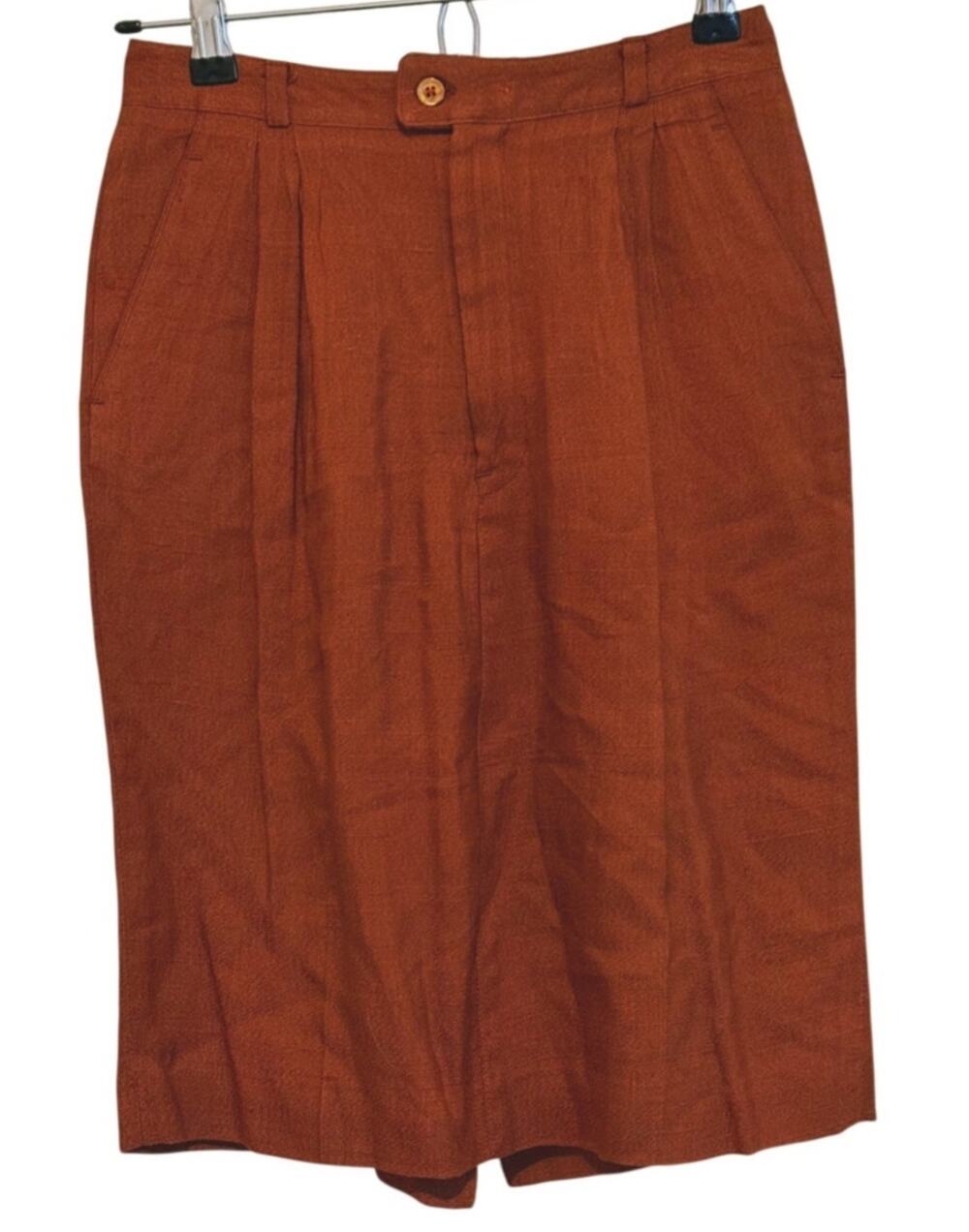 Vintage 1970s Womens Academia Retro Pencil Skirt XS Rust Brown Preppy Career